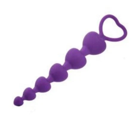 Silicone Anal Beads - 6 Tapered Heart Beads - Image 4